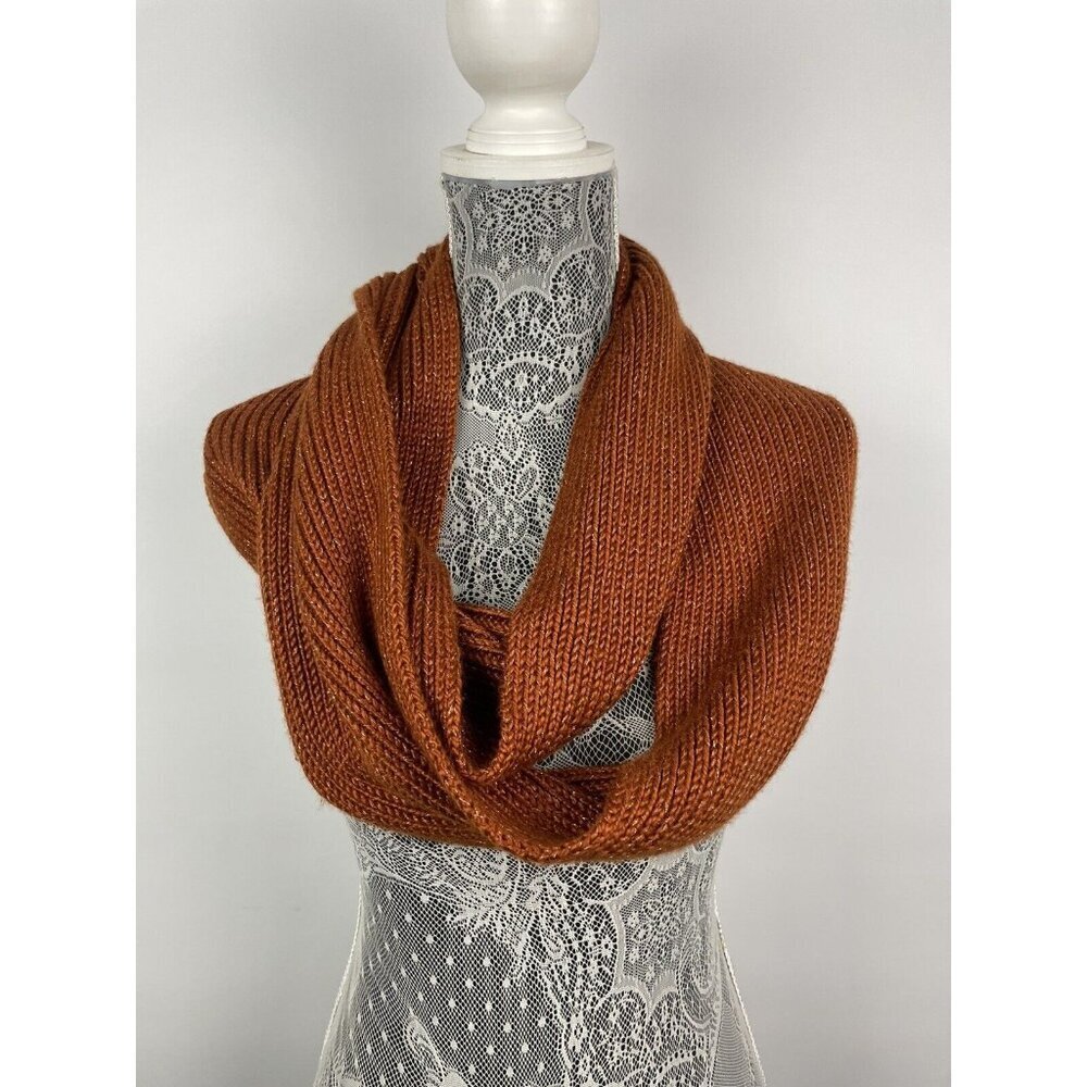 Echo Rust Red‎ Metallic Modal Blend Knit Infinity Scarf